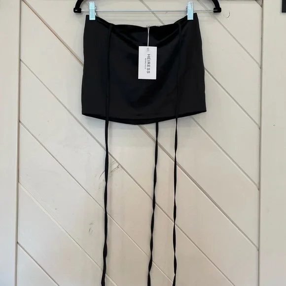 NWT Heiress Beverly Hills black tie up mini skirt - Picture 3 of 6